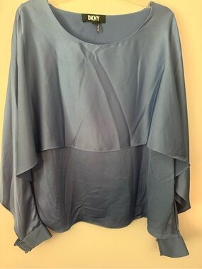 DKNY Dusty Blue Layered Blouse